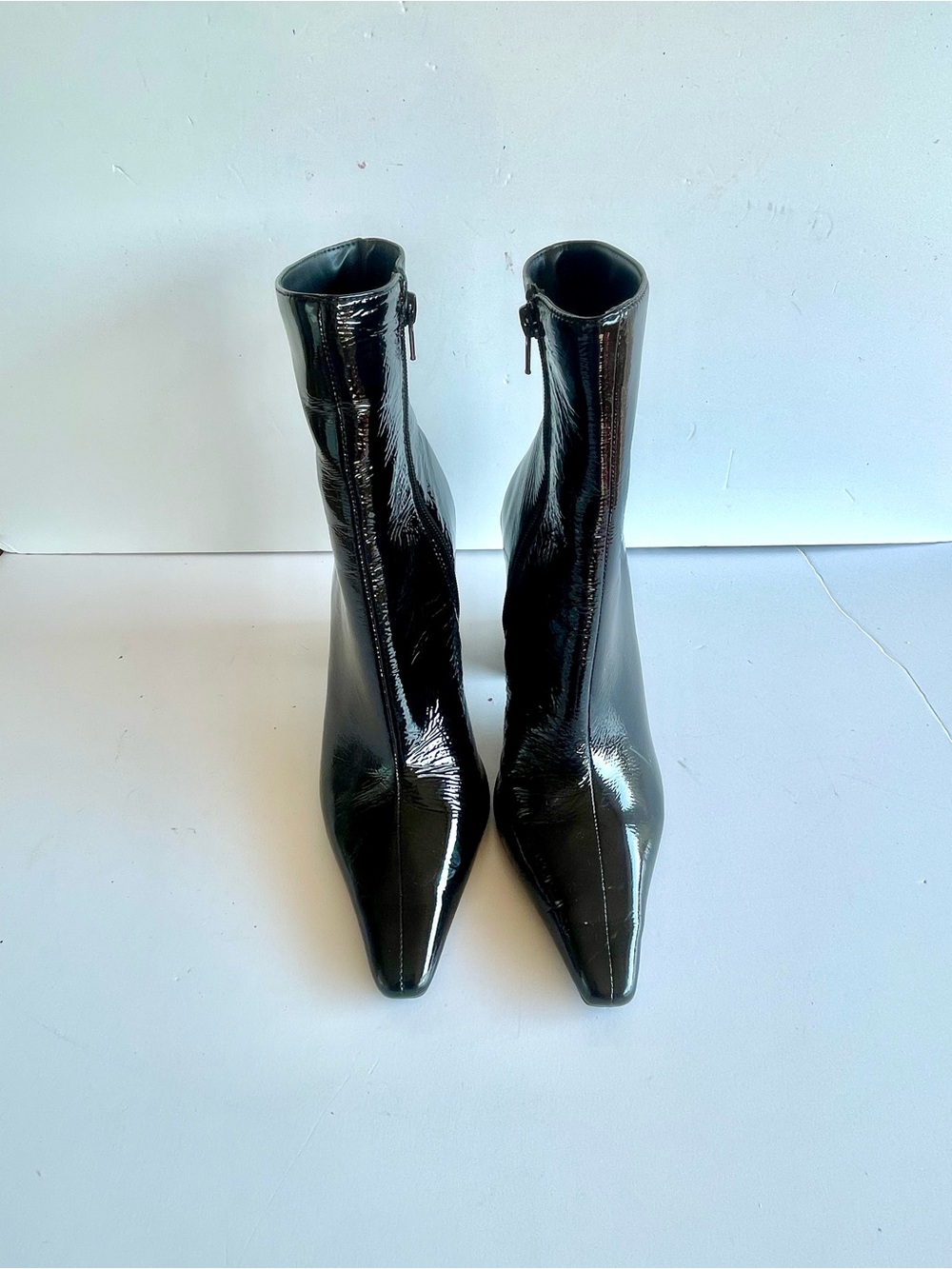 Steve Madden Zoe ankle boots block heel black patent leather Size 9 M - Picture 6 of 9